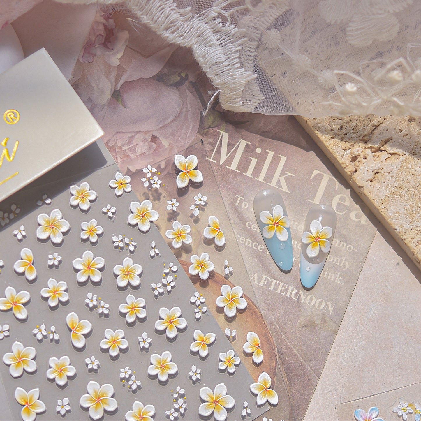 Embossed Nail Stickers Simple Sunshine Fresh Nail Stickers Passionate Frangipani Summer Vacation Series