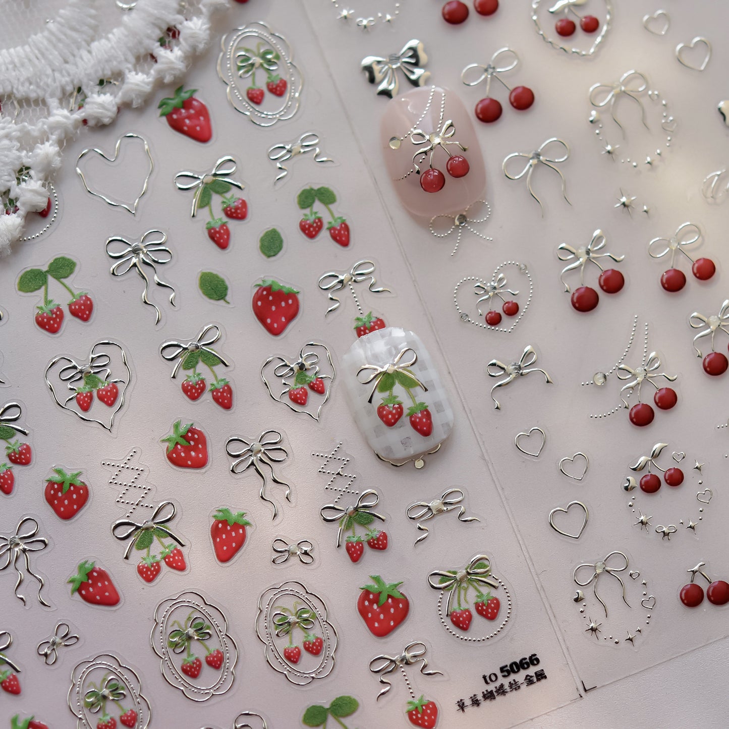 Jelly Nail Stickers Ins Nail Stickers Handmade DIY Strawberry Fruit Auxiliary Stickers Cherry Decorations Accessories