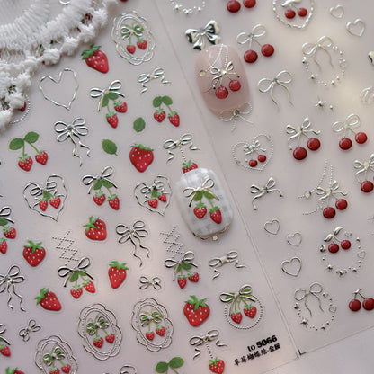 Jelly Nail Stickers Ins Nail Stickers Handmade DIY Strawberry Fruit Auxiliary Stickers Cherry Decorations Accessories