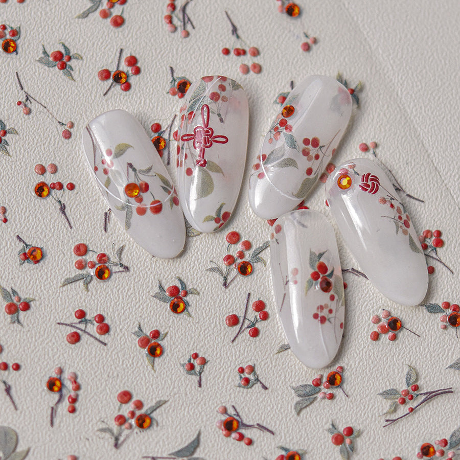 Crystal Diamond Nail Stickers Nail Stickers Acacia Red Bean