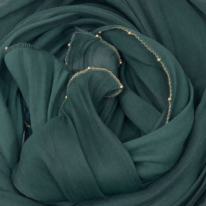 Shiny Satin Smooth Crepe Four-Sided Metal Chain Headscarf High-End Malay Middle Eastern Headscarf Arab