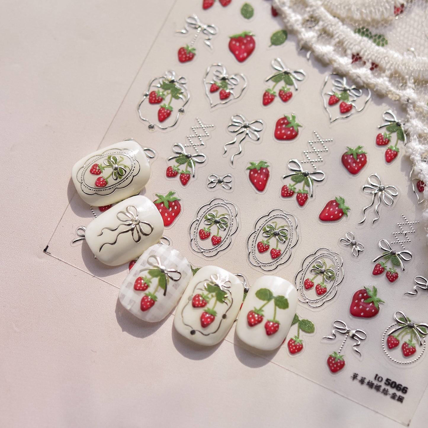 Jelly Nail Stickers Ins Nail Stickers Handmade DIY Strawberry Fruit Auxiliary Stickers Cherry Decorations Accessories