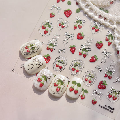 Jelly Nail Stickers Ins Nail Stickers Handmade DIY Strawberry Fruit Auxiliary Stickers Cherry Decorations Accessories