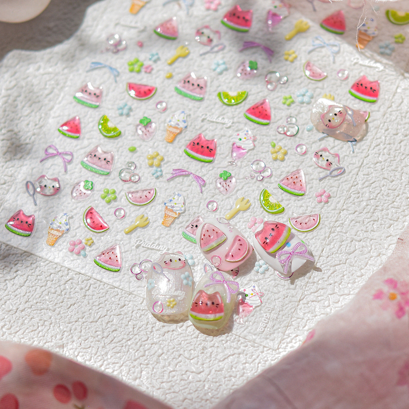 Jelly Nail Stickers Hot-selling Cute Nail Stickers Watermelon Ice Cream Decorations Nail Art