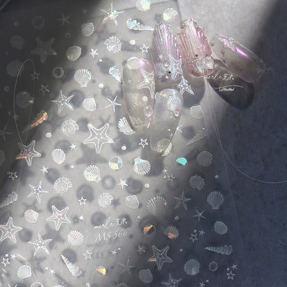 Shell Light Nail Stickers Ins High-End Feel Journal Nail Stickers Ocean Shell