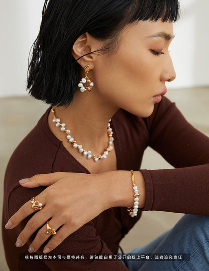 Sterling Silver Freshwater Pearl Dangle Earrings