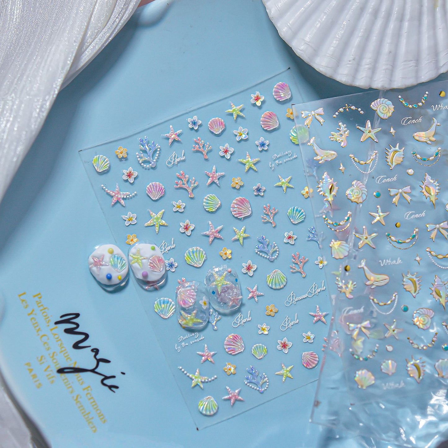 Shell Light Nail Stickers ins Popular3d 3D Nail Stickers Iridescent Shell Nail Art Decorations Mixed Styles