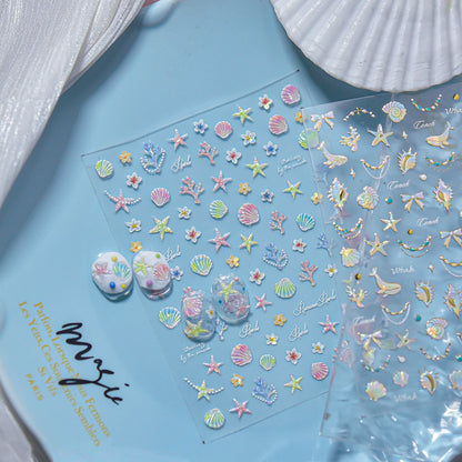 Shell Light Nail Stickers ins Popular3d 3D Nail Stickers Iridescent Shell Nail Art Decorations Mixed Styles