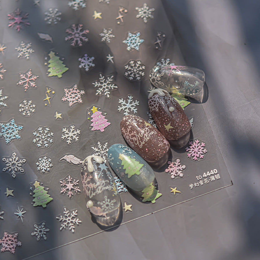 Christmas Holiday Nail Stickers - Ultra Thin yet Durable Festive Nail Art Decals with 3D Embossed Designs for Holiday Parties, Winter Themed Manicure Accessories