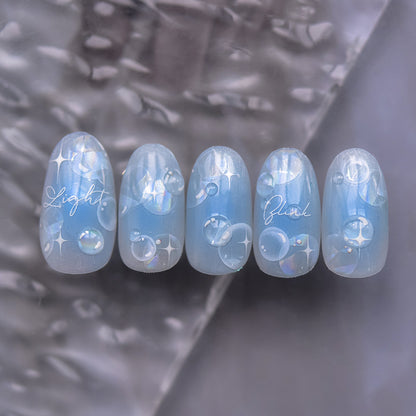 3D Glossy Dolphin Nail Stickers with Pearl Bubbles - Summer Water Light Nail Art Decals, Shimmering Ocean Theme Nail Designs with Shell Glow Effect