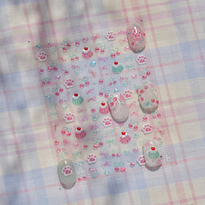 Jelly Nail Stickers Cute Girls Nail Stickers Cherry Pudding Nail Auxiliary Stickers