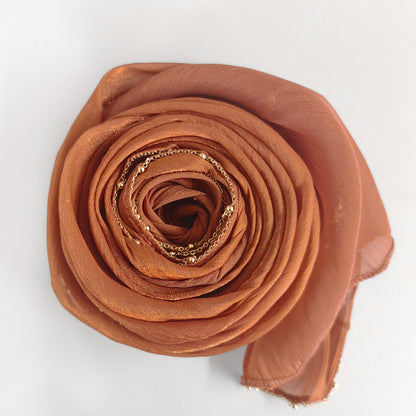Shiny Satin Smooth Crepe Four-Sided Metal Chain Headscarf High-End Malay Middle Eastern Headscarf Arab