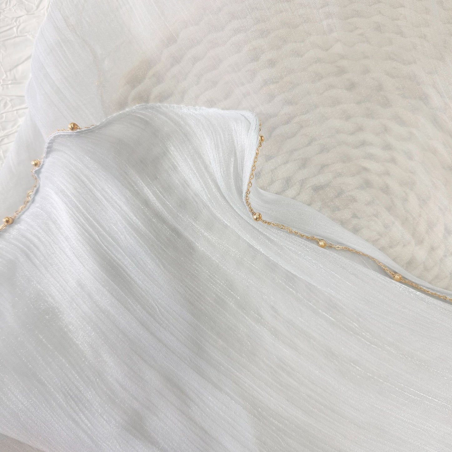 Shiny Satin Smooth Crepe Four-Sided Metal Chain Headscarf High-End Malay Middle Eastern Headscarf Arab