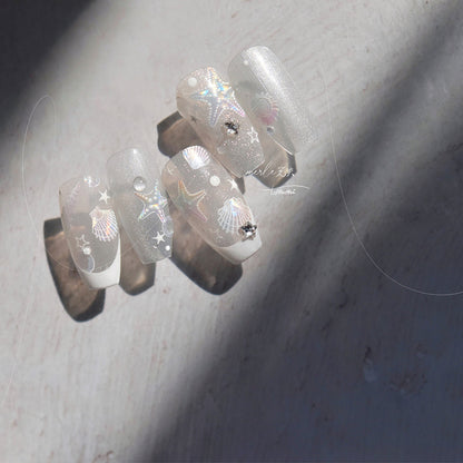 Shell Light Nail Stickers Ins High-End Feel Journal Nail Stickers Ocean Shell