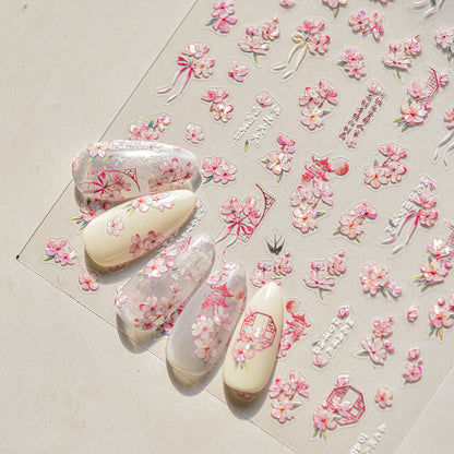 Embossed Nail Stickers Internet Celebrity Hot Style Ancient Style Spring Peach Blossom Nail Stickers Spring Peach Blossom Accessories Stickers
