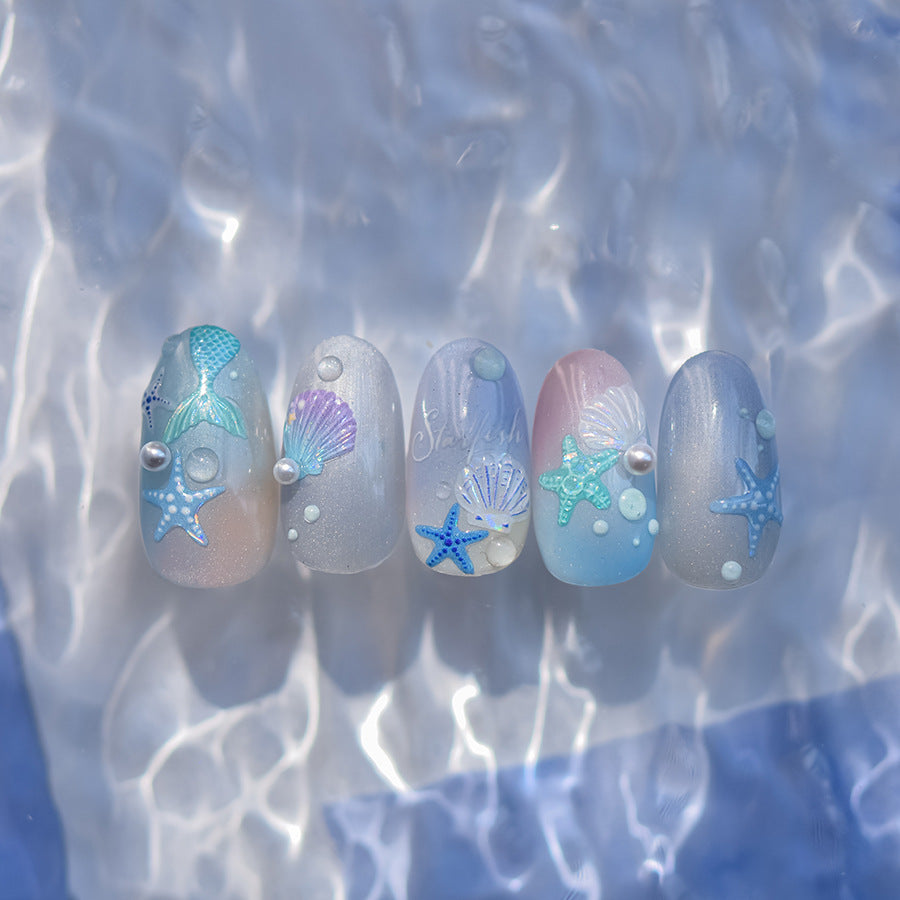 Bestseller Starfish Jelly Nail Stickers - 3D Translucent Sea Theme Nail Art Decals with Waterproof Design for Women and Girls, Cute Summer Nail Decor