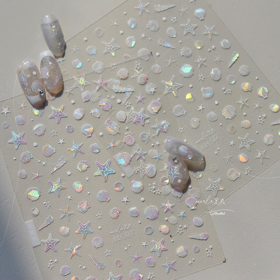 Shell Light Nail Stickers Ins High-End Feel Journal Nail Stickers Ocean Shell