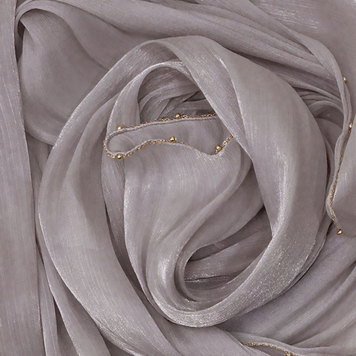 Shiny Satin Smooth Crepe Four-Sided Metal Chain Headscarf High-End Malay Middle Eastern Headscarf Arab