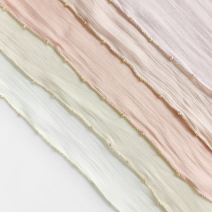 Shiny Satin Smooth Crepe Four-Sided Metal Chain Headscarf High-End Malay Middle Eastern Headscarf Arab
