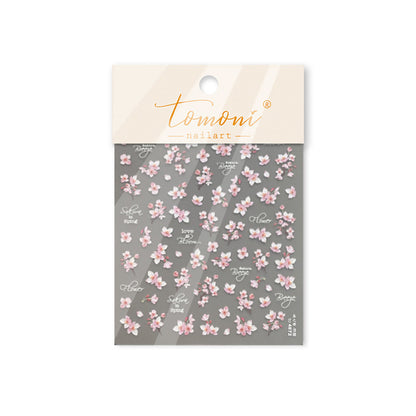 Embossed Nail Stickers Spring Outing Hot-Selling Cherry Blossom Soft Mist Pink Nail Stickers Spring Sakura Decorative Stickers
