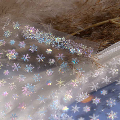 Pearl Shell Glow Snowflake Nail Stickers for Children - Colorful Winter Themed Nail Decals with Iridescent Shine, Non-Toxic & Waterproof Nail Art for Girls Boys