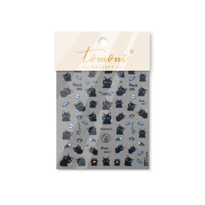 Adorable Black Cat Themed Nail Stickers - 30 PCS Thin yet Durable Flexible Nail Art Decals with Playful Kitty Designs for Women and Girls, Cute Animal Nail Decor