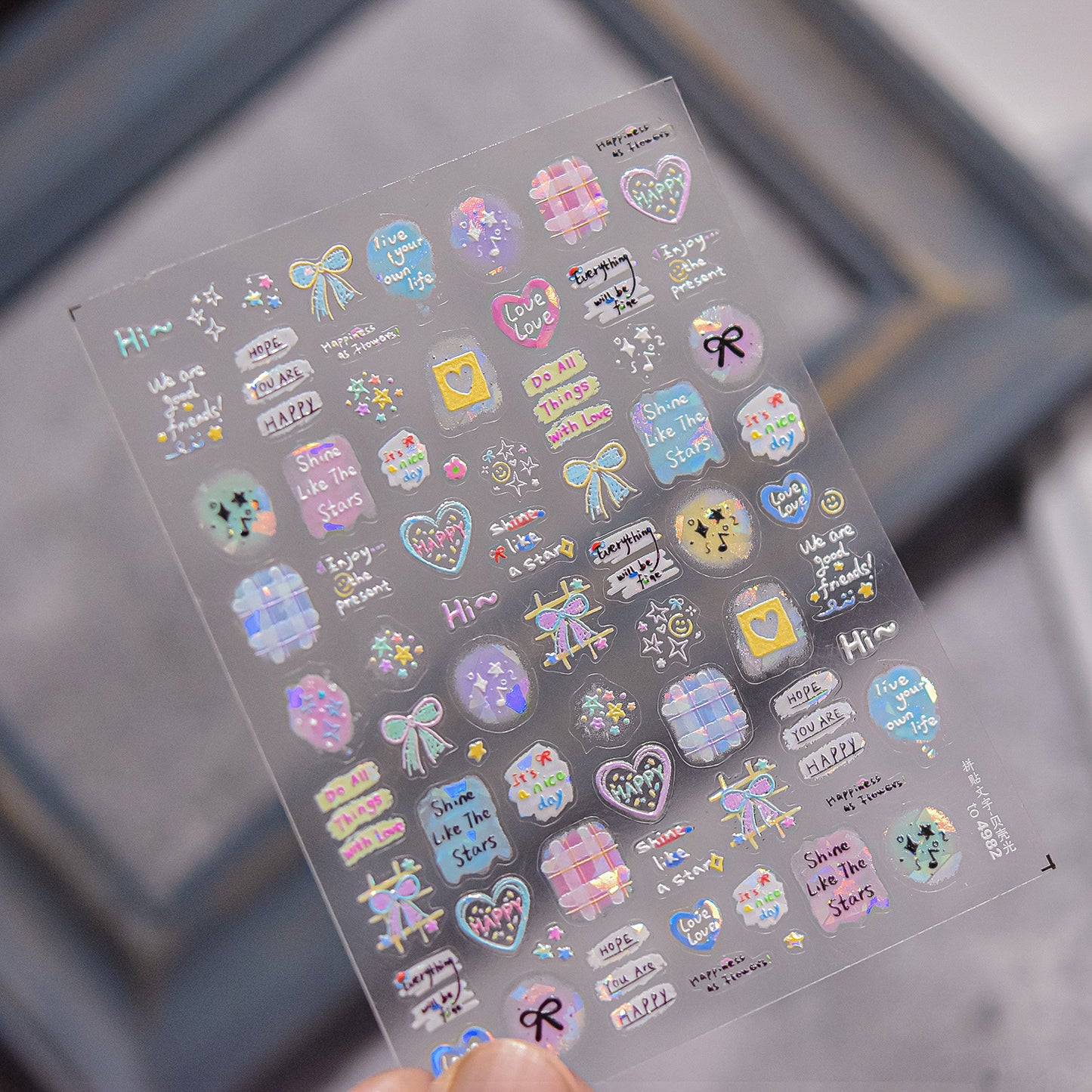 Collage Doodle Shell Effect Nail Stickers for Kids - Iridescent Pearl Nail Art Decals with Fun Patterns, Non-Toxic & Easy to Apply Nail Decor for Children