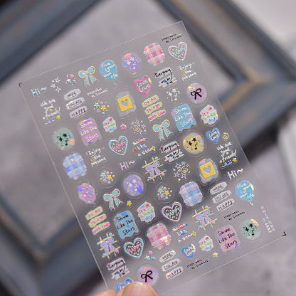 Collage Doodle Shell Effect Nail Stickers for Kids - Iridescent Pearl Nail Art Decals with Fun Patterns, Non-Toxic & Easy to Apply Nail Decor for Children