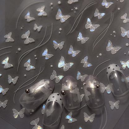 Shell Light Nail Stickers Hot-Selling Retro Nail Stickers Factory Wholesale Little White Butterfly Stickers3888