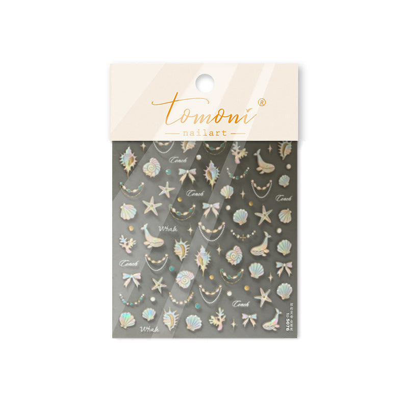 Shell Light Nail Stickers ins Popular3d 3D Nail Stickers Iridescent Shell Nail Art Decorations Mixed Styles