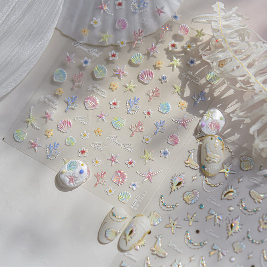 Shell Light Nail Stickers ins Popular3d 3D Nail Stickers Iridescent Shell Nail Art Decorations Mixed Styles