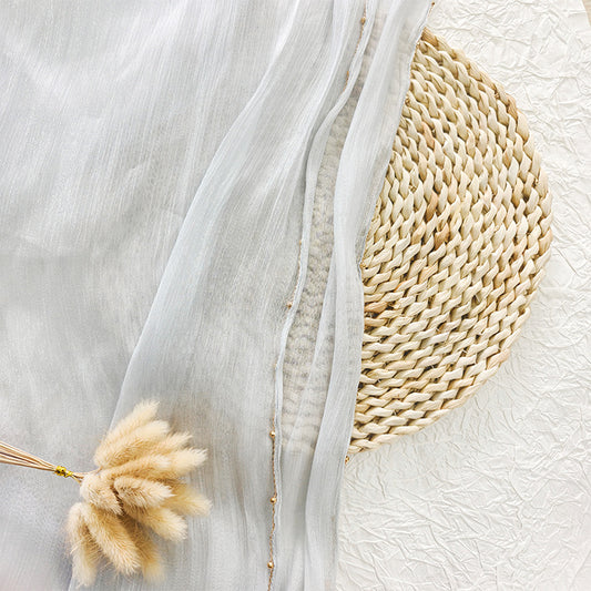 Shiny Satin Smooth Crepe Four-Sided Metal Chain Headscarf High-End Malay Middle Eastern Headscarf Arab