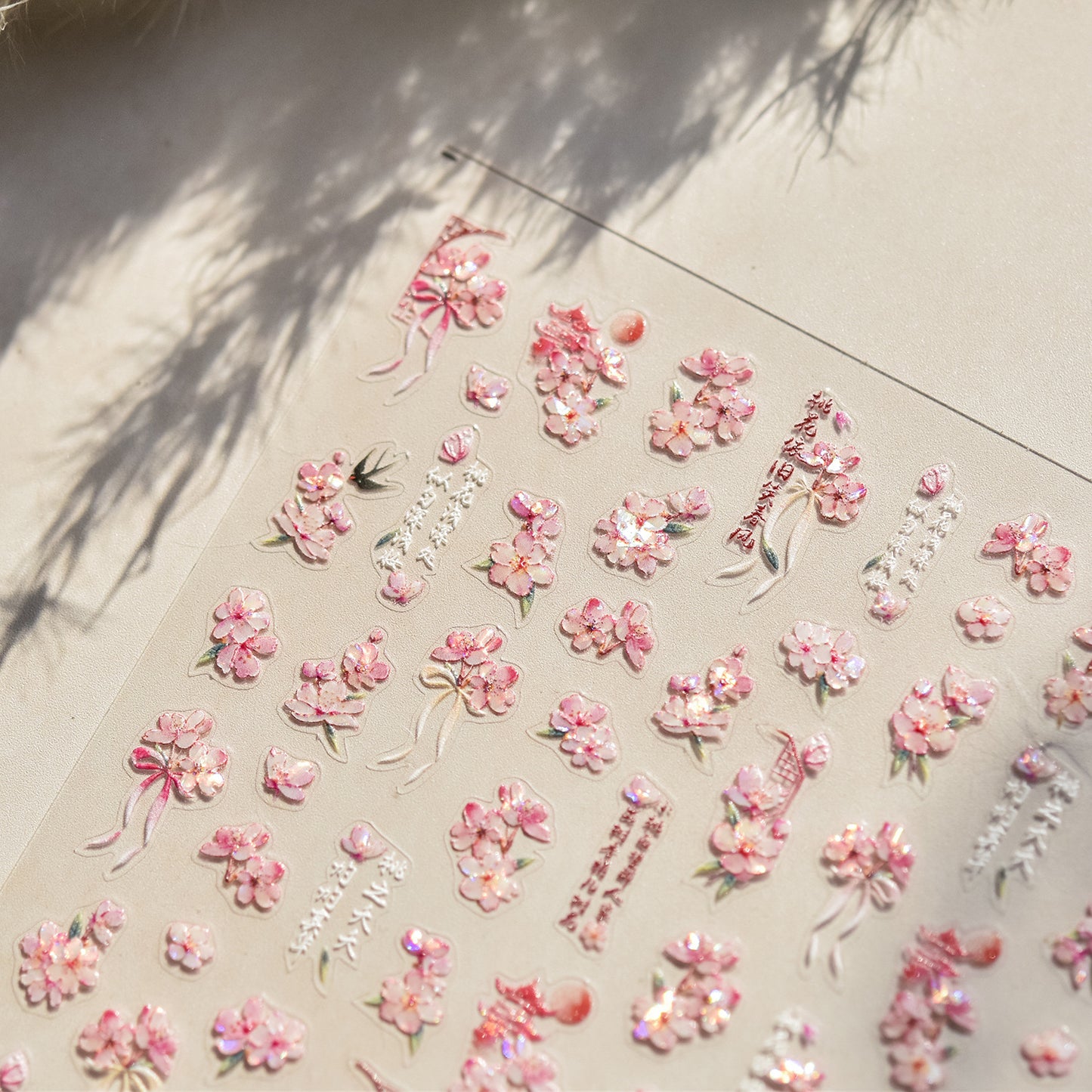 Embossed Nail Stickers Internet Celebrity Hot Style Ancient Style Spring Peach Blossom Nail Stickers Spring Peach Blossom Accessories Stickers