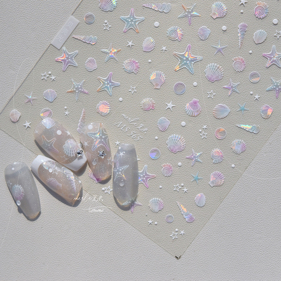 Shell Light Nail Stickers Ins High-End Feel Journal Nail Stickers Ocean Shell