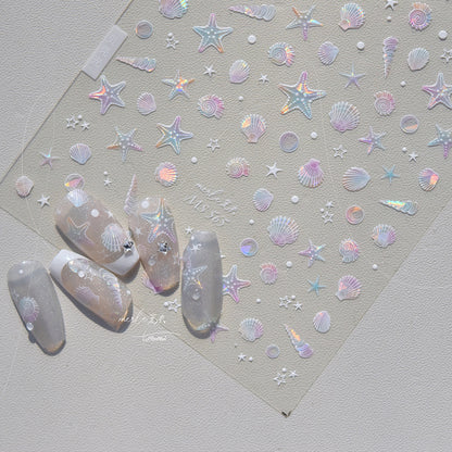 Shell Light Nail Stickers Ins High-End Feel Journal Nail Stickers Ocean Shell