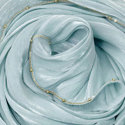 Shiny Satin Smooth Crepe Four-Sided Metal Chain Headscarf High-End Malay Middle Eastern Headscarf Arab
