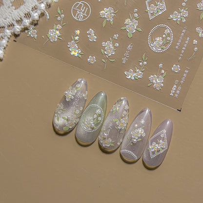 Embossed Nail Stickers Internet Celebrity Hot Style Ancient Style Spring Peach Blossom Nail Stickers Spring Peach Blossom Accessories Stickers