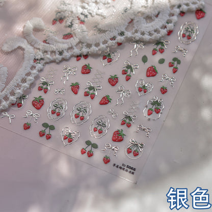 Jelly Nail Stickers Ins Nail Stickers Handmade DIY Strawberry Fruit Auxiliary Stickers Cherry Decorations Accessories