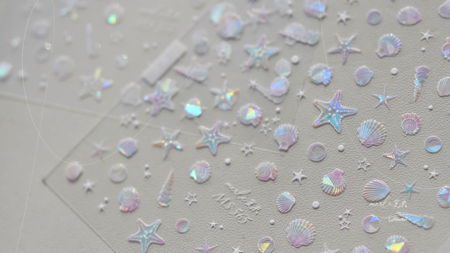 Shell Light Nail Stickers Ins High-End Feel Journal Nail Stickers Ocean Shell