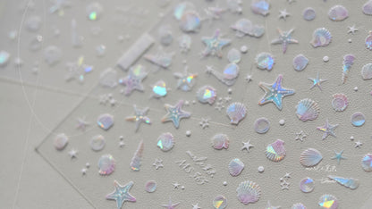 Shell Light Nail Stickers Ins High-End Feel Journal Nail Stickers Ocean Shell