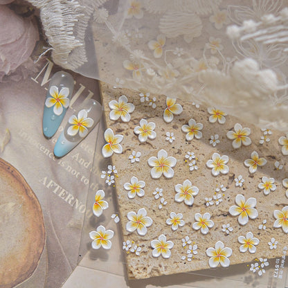 Embossed Nail Stickers Simple Sunshine Fresh Nail Stickers Passionate Frangipani Summer Vacation Series