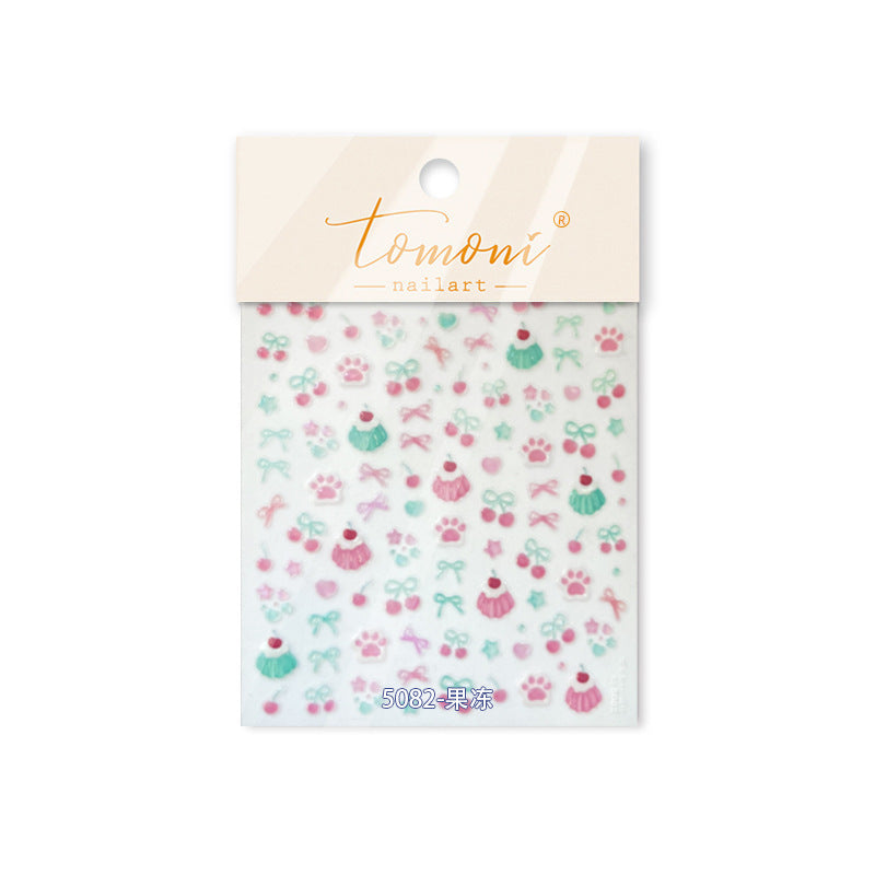 Jelly Nail Stickers Cute Girls Nail Stickers Cherry Pudding Nail Auxiliary Stickers