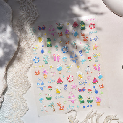 Jelly Nail Stickers Hot-selling Cute Nail Stickers Watermelon Ice Cream Decorations Nail Art