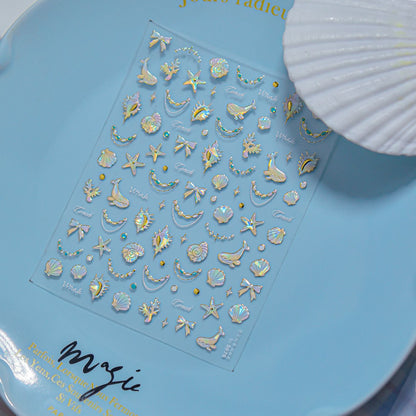 Shell Light Nail Stickers ins Popular3d 3D Nail Stickers Iridescent Shell Nail Art Decorations Mixed Styles