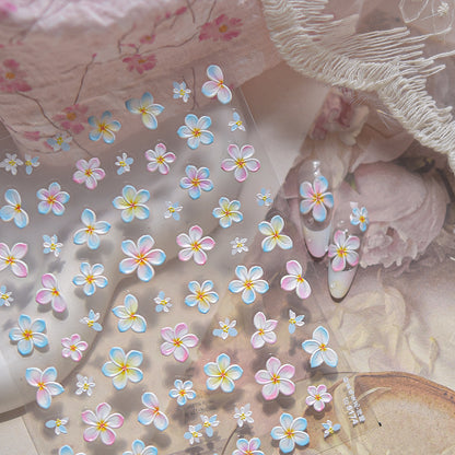 Embossed Nail Stickers Simple Sunshine Fresh Nail Stickers Passionate Frangipani Summer Vacation Series