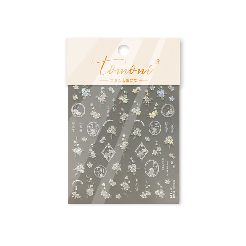 Embossed Nail Stickers Internet Celebrity Hot Style Ancient Style Spring Peach Blossom Nail Stickers Spring Peach Blossom Accessories Stickers