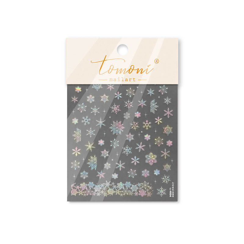 Pearl Shell Glow Snowflake Nail Stickers for Children - Colorful Winter Themed Nail Decals with Iridescent Shine, Non-Toxic & Waterproof Nail Art for Girls Boys