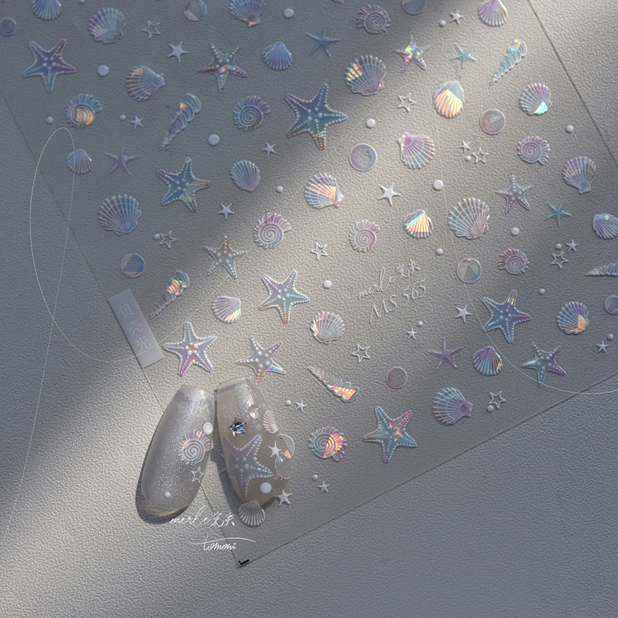 Shell Light Nail Stickers Ins High-End Feel Journal Nail Stickers Ocean Shell