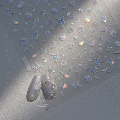Shell Light Nail Stickers Ins High-End Feel Journal Nail Stickers Ocean Shell