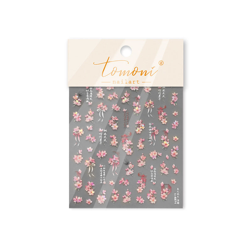 Embossed Nail Stickers Internet Celebrity Hot Style Ancient Style Spring Peach Blossom Nail Stickers Spring Peach Blossom Accessories Stickers